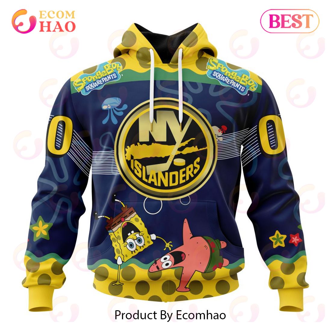 New York Islanders Specialized Jersey With SpongeBob 3D Hoodie