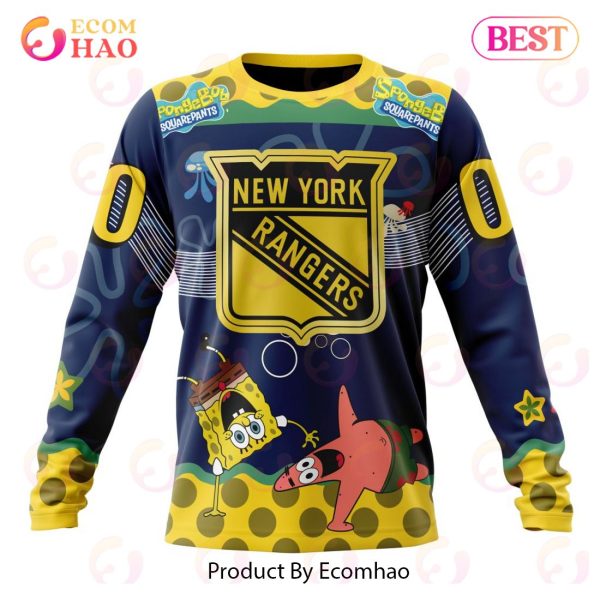 New York Rangers Specialized Jersey With SpongeBob 3D Hoodie