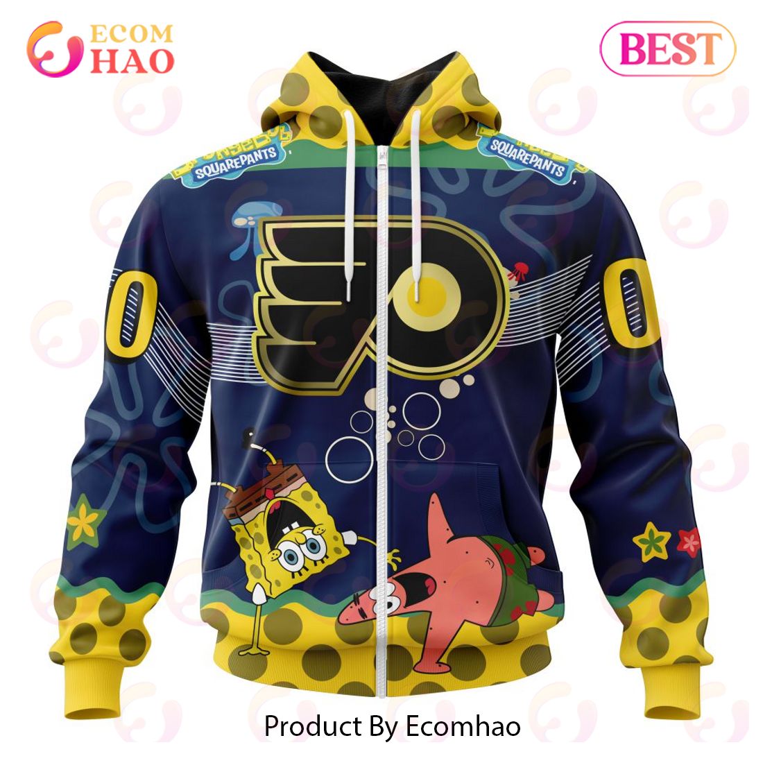 Philadelphia Flyers Specialized Jersey With SpongeBob 3D Hoodie