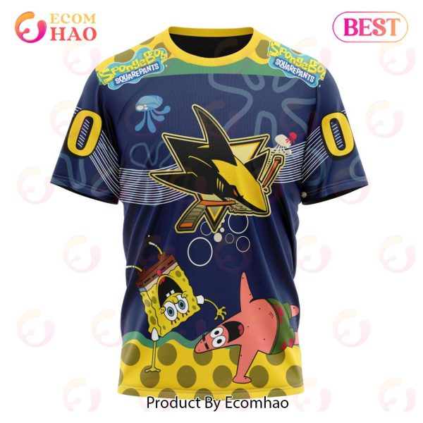 San Jose Sharks Specialized Jersey With SpongeBob 3D Hoodie