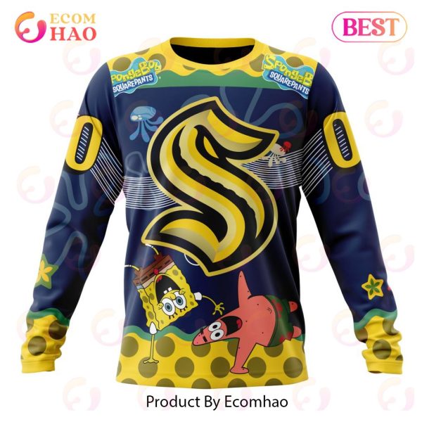 Seattle Kraken Specialized Jersey With SpongeBob 3D Hoodie