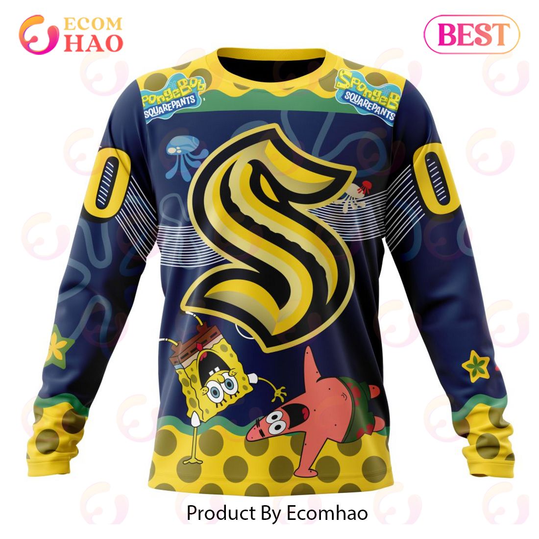 BEST Seattle Kraken Specialized Jersey With SpongeBob 3D Hoodie