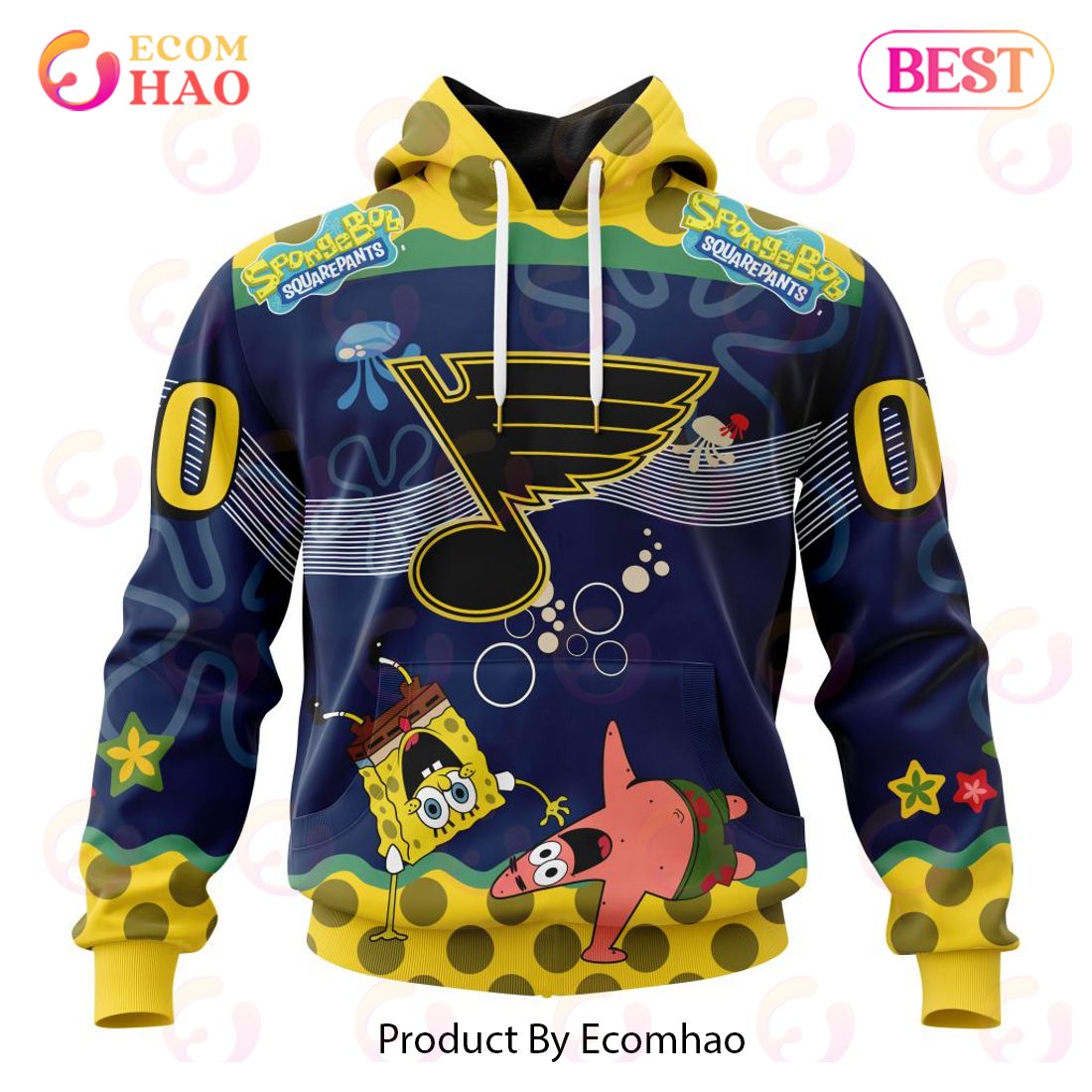 St. Louis Blues Specialized Jersey With SpongeBob 3D Hoodie