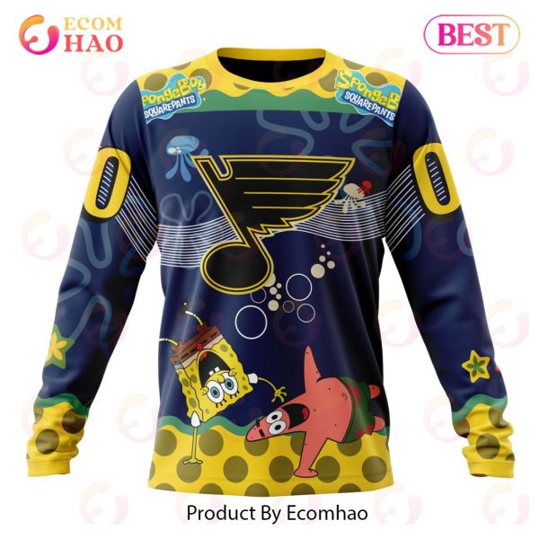 St. Louis Blues Specialized Jersey With SpongeBob 3D Hoodie