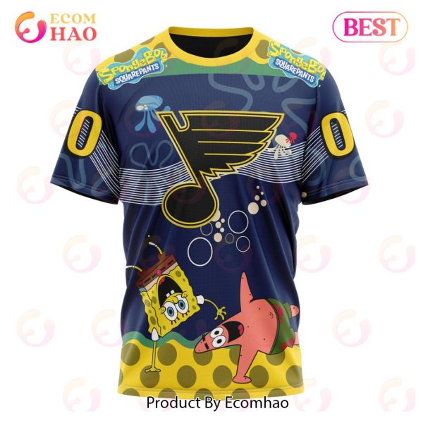 St. Louis Blues Specialized Jersey With SpongeBob 3D Hoodie