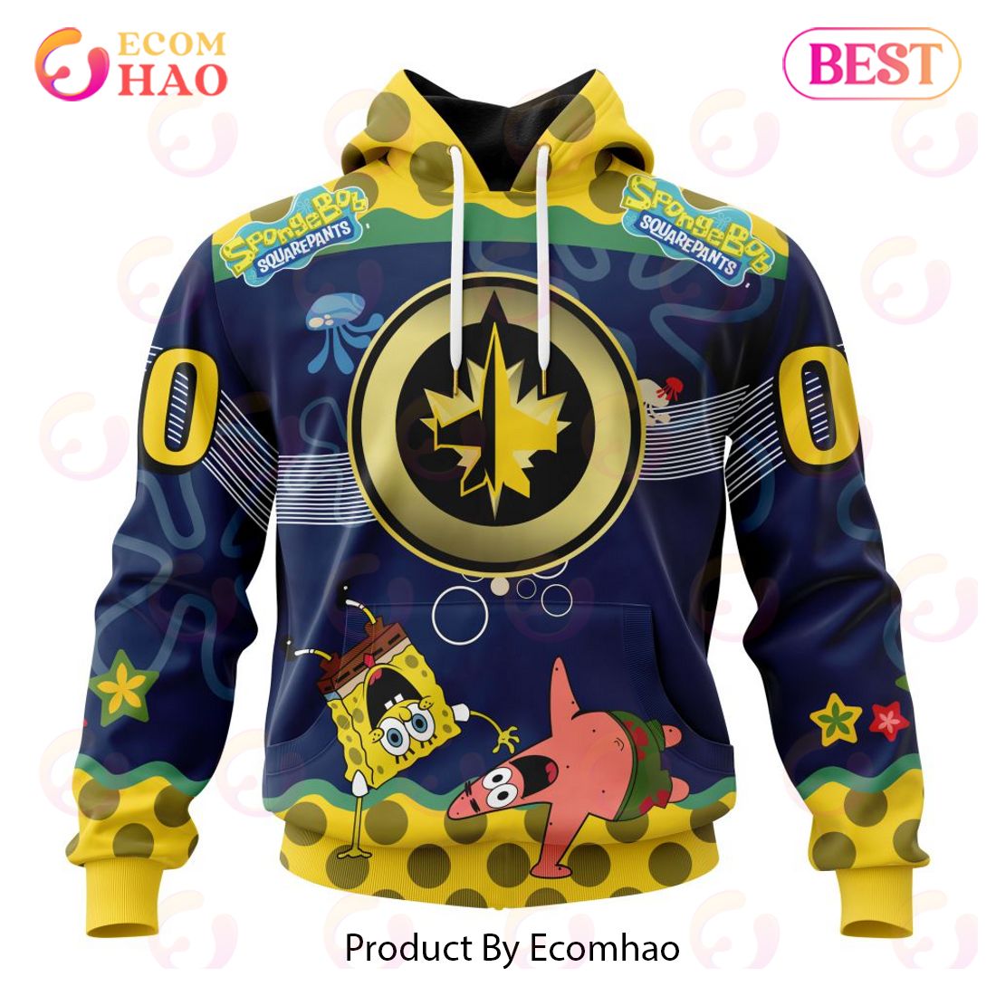 Winnipeg Jets Specialized Jersey With SpongeBob 3D Hoodie