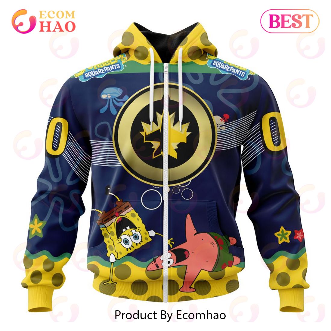 Winnipeg Jets Specialized Jersey With SpongeBob 3D Hoodie