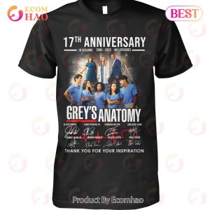 17th Anniversary 2005 – 2022 Gray’s Anatomy Thank You For Your Inspiration T-Shirt