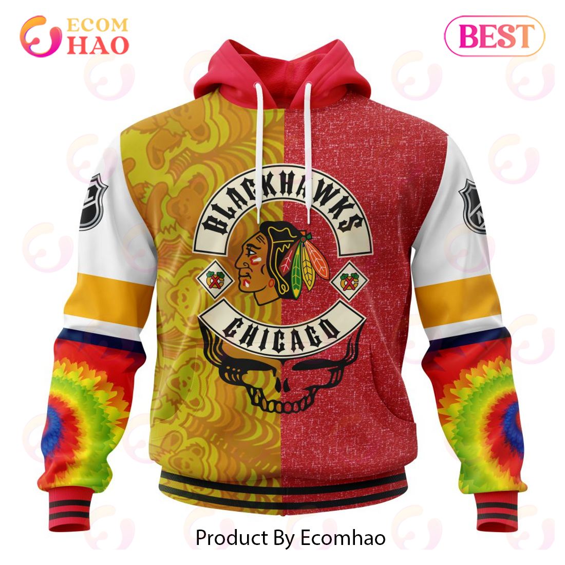 NHL Chicago BlackHawks X Grateful Dead Specialized Design 3D Hoodie