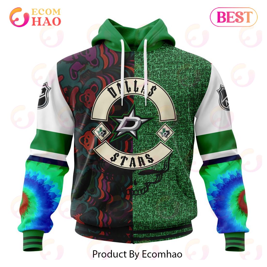 NHL Dallas Stars X Grateful Dead Specialized Design 3D Hoodie