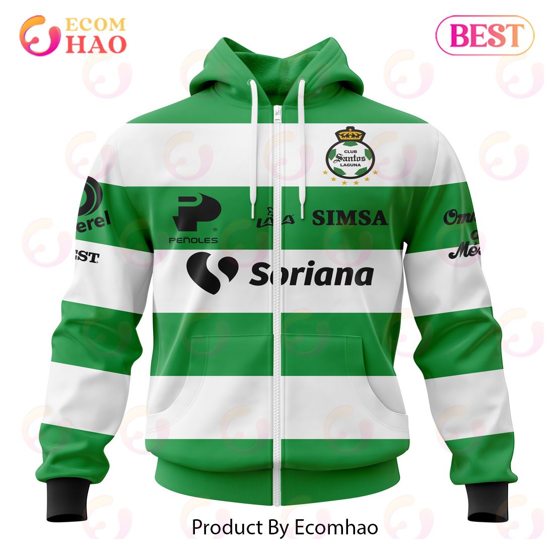 LIGA MX Club Santos Laguna Home Kits 2022 2023 3D Hoodie