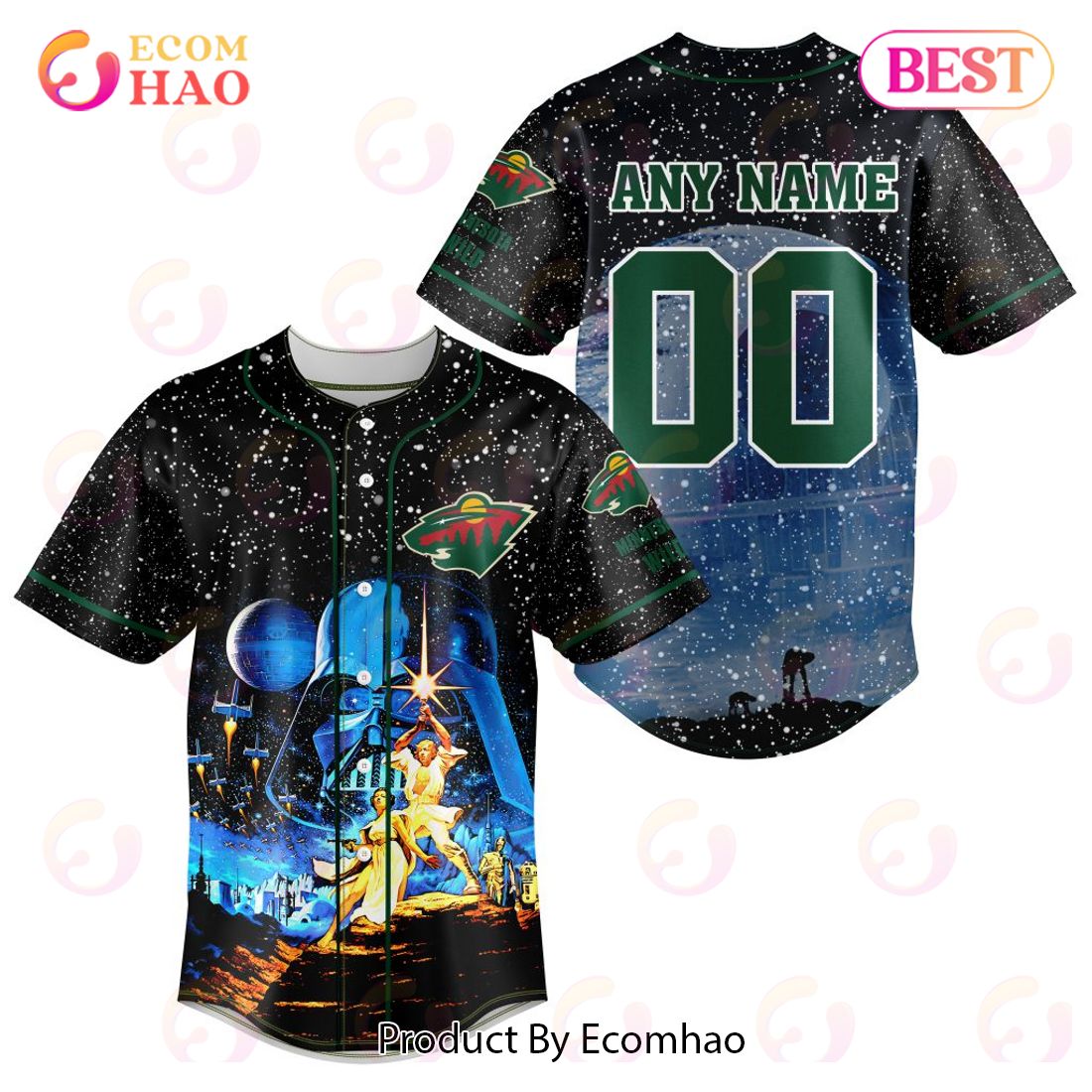 NHL Minnesota Wild Specialized Baseball Jersey With Starwar Concepts