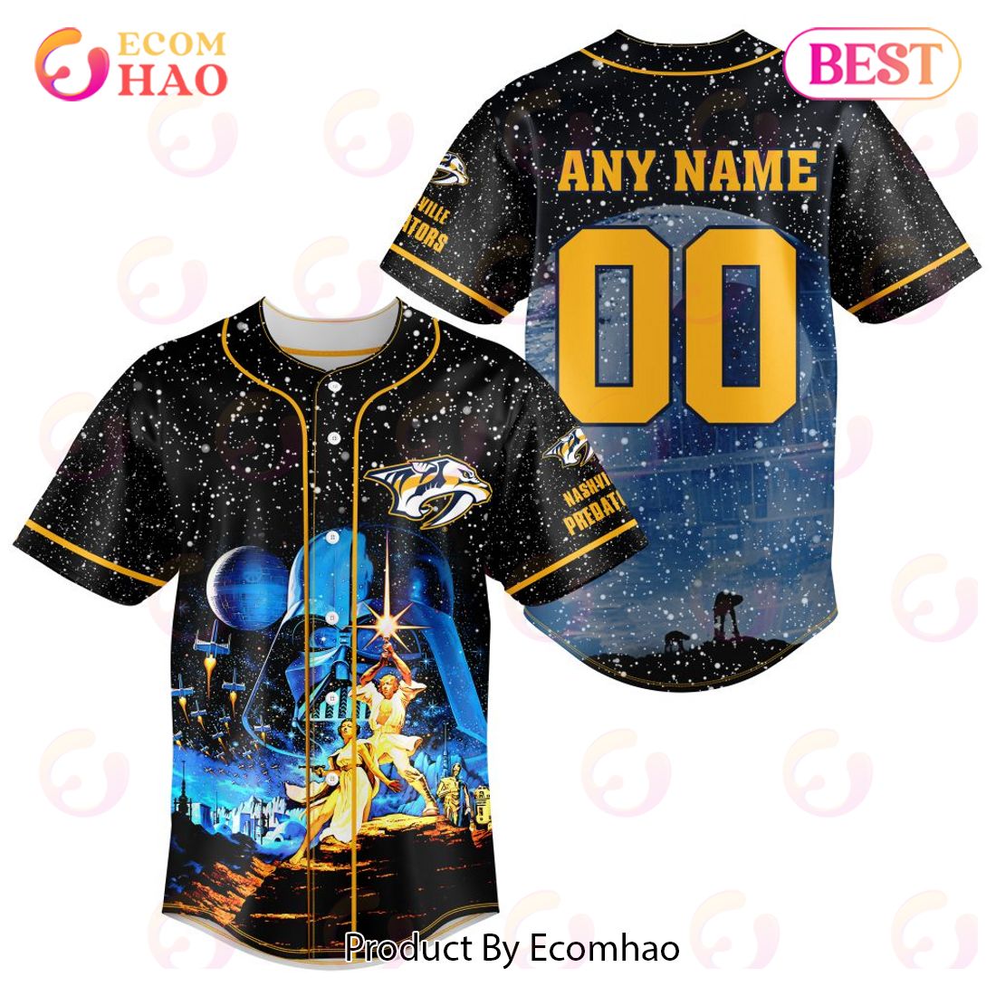 NHL Nashville Predators Specialized Baseball Jersey With Starwar Concepts