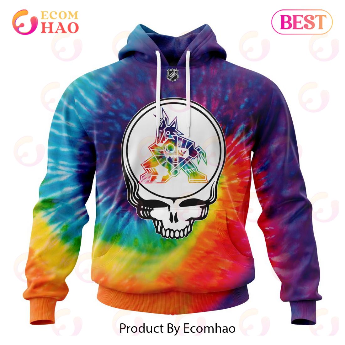 Arizona Coyotes Specialized Grateful Dead Tie Dye 3D Hoodie