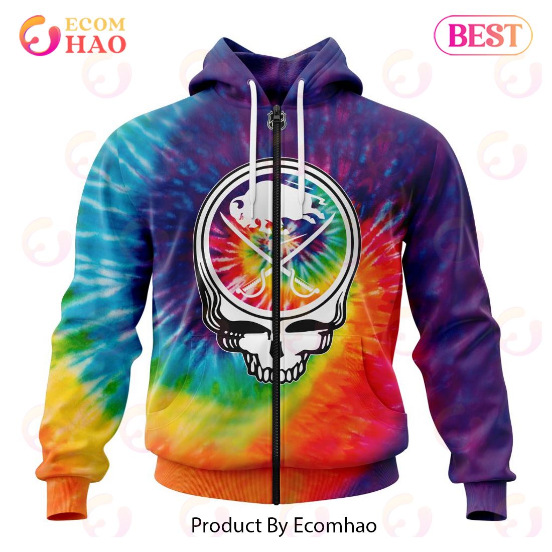 Buffalo Sabres Specialized Grateful Dead Tie Dye 3D Hoodie