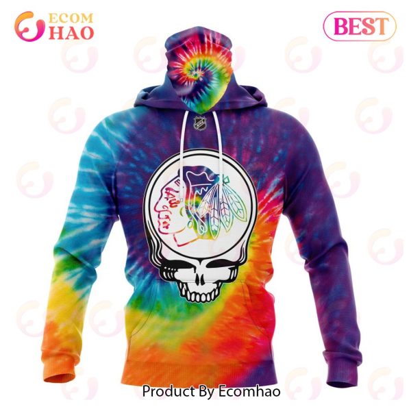 Chicago Blackhawks Specialized Grateful Dead Tie Dye 3D Hoodie