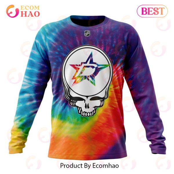 Dallas Stars Specialized Grateful Dead Tie Dye 3D Hoodie