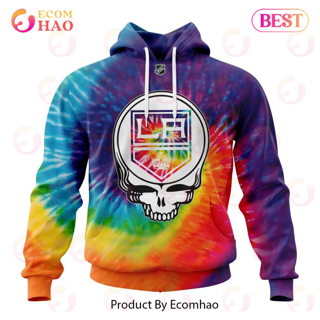 Los Angeles Kings Specialized Grateful Dead Tie Dye 3D Hoodie