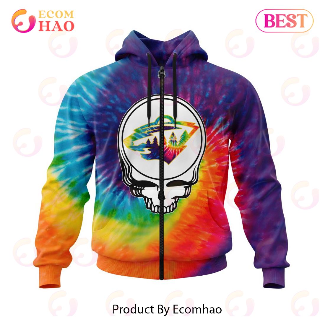 Minnesota Wild Specialized Grateful Dead Tie Dye 3D Hoodie