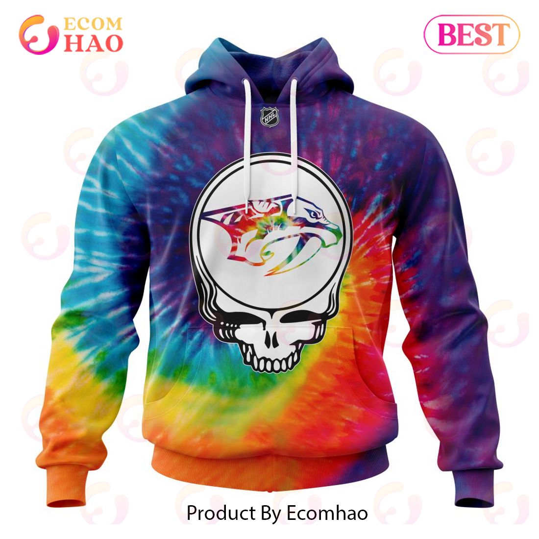 New Jersey Devils Specialized Grateful Dead Tie Dye 3D Hoodie