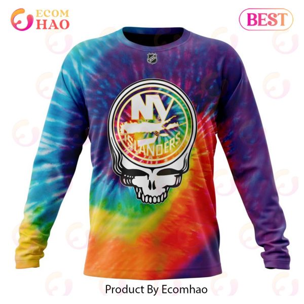 New York Islanders Specialized Grateful Dead Tie Dye 3D Hoodie