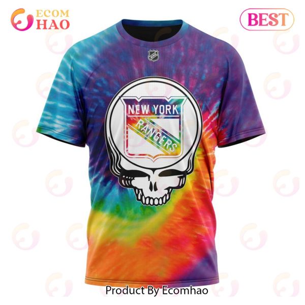 New York Rangers Specialized Grateful Dead Tie Dye 3D Hoodie