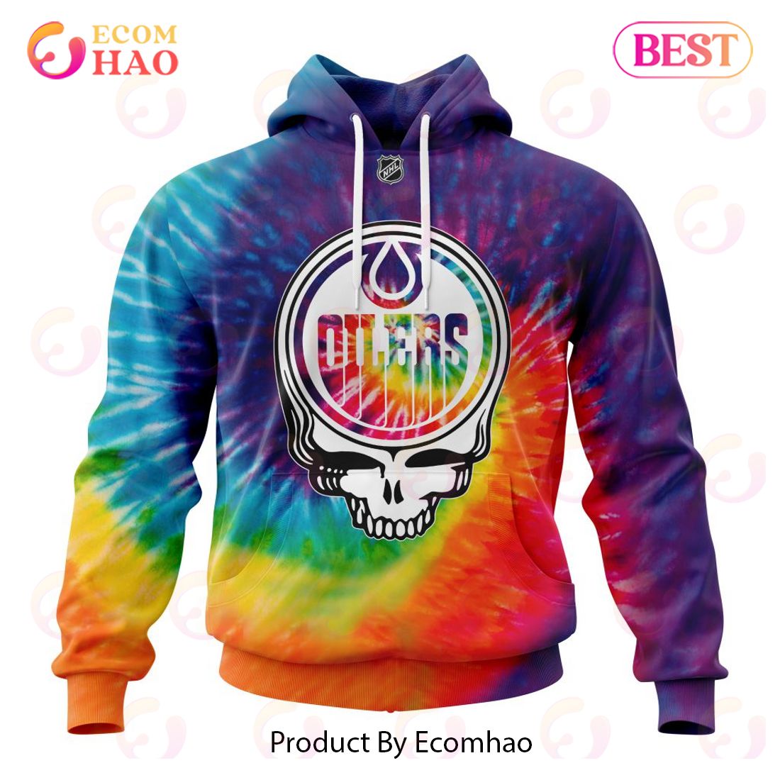 NHL Edmonton Oilers Specialized Grateful Dead Tie Dye 3D Hoodie