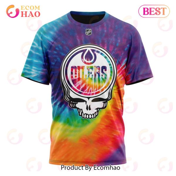 NHL Edmonton Oilers Specialized Grateful Dead Tie Dye 3D Hoodie