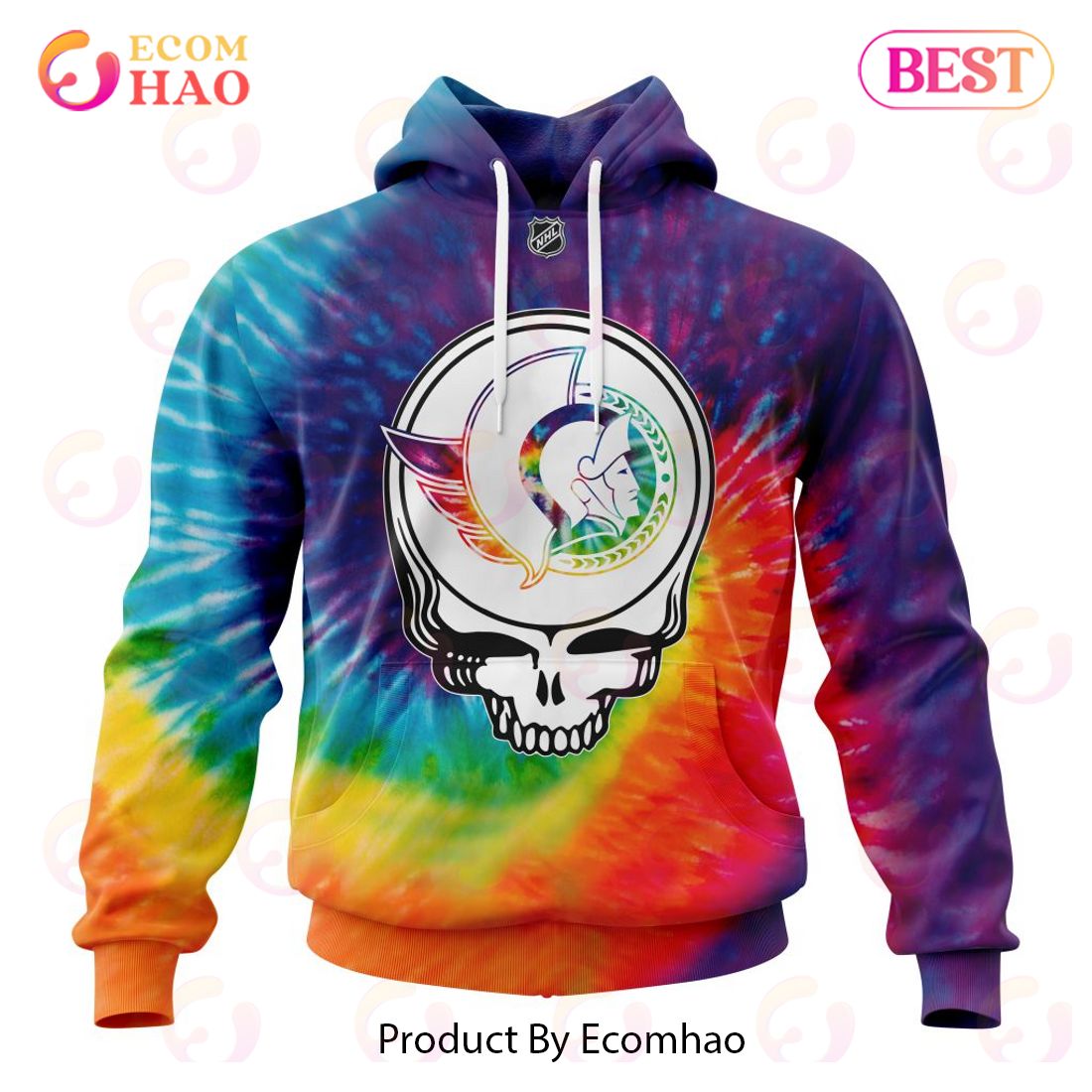 NHL Edmonton Oilers Specialized Grateful Dead Tie Dye 3D Hoodie