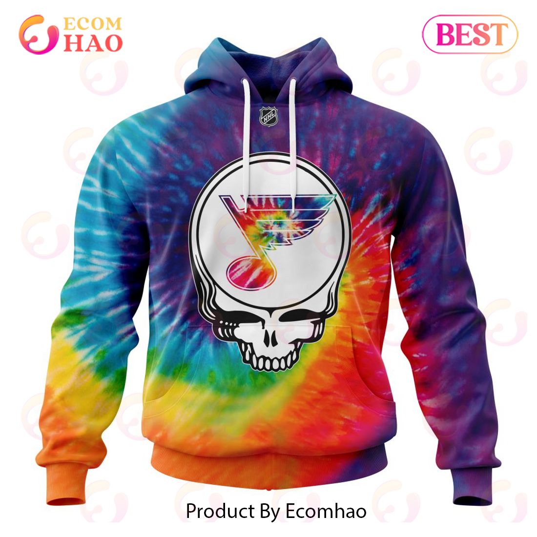 Philadelphia Flyers Specialized Grateful Dead Tie Dye 3D Hoodie