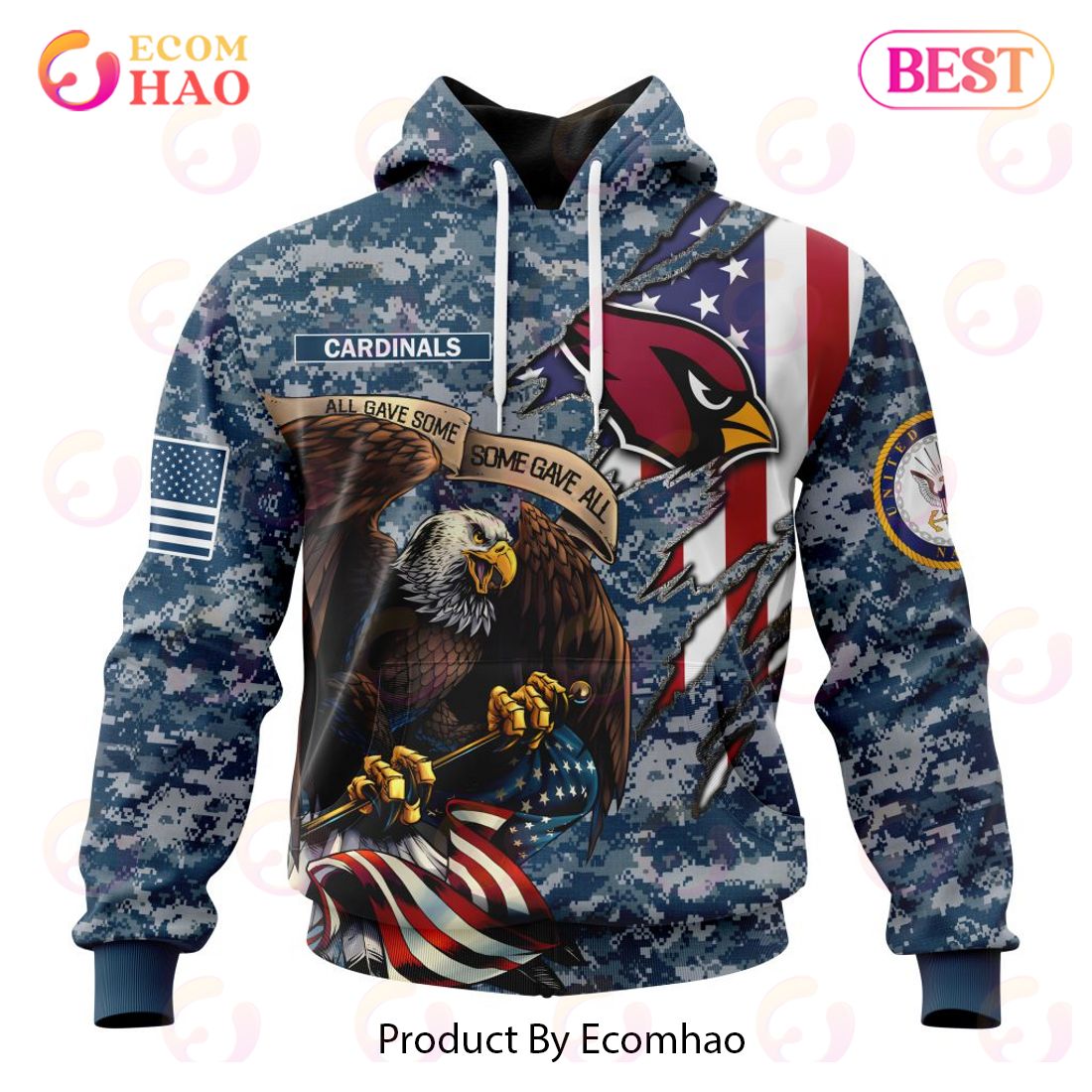 NFL Arizona Cardinals Honor US Navy Veterans 3D Hoodie