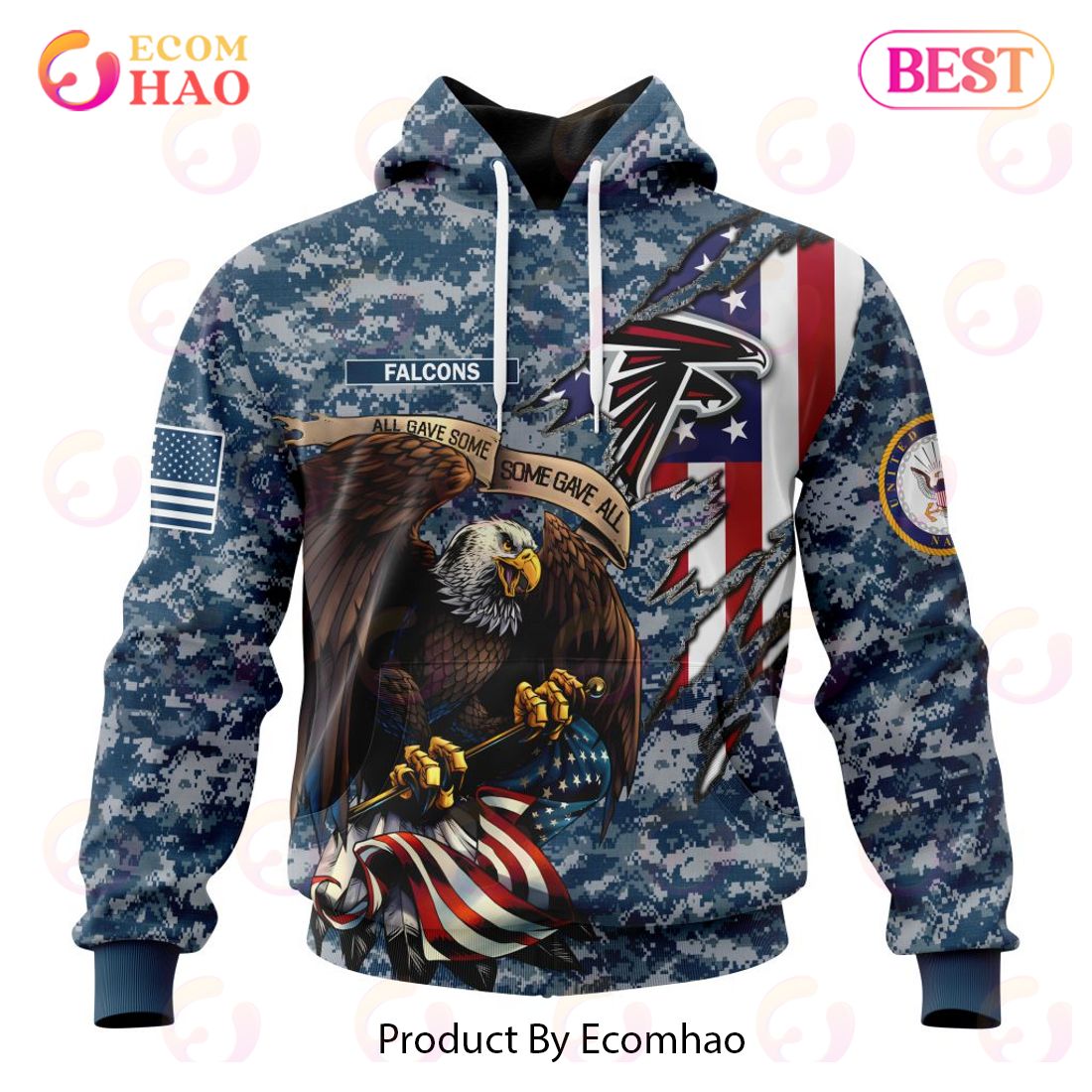 NFL Atlanta Falcons Honor US Navy Veterans 3D Hoodie