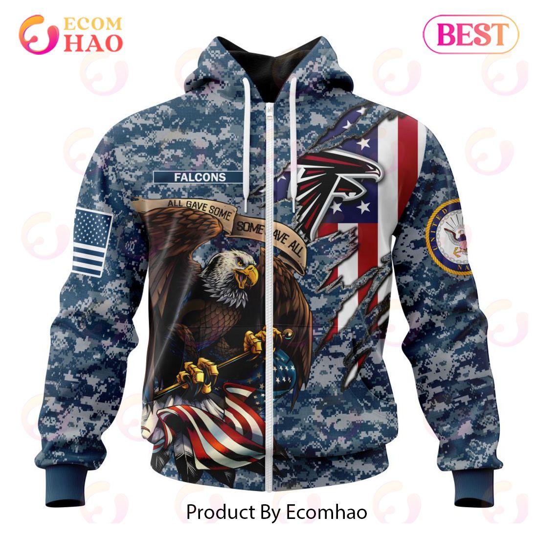 NFL Atlanta Falcons Honor US Navy Veterans 3D Hoodie