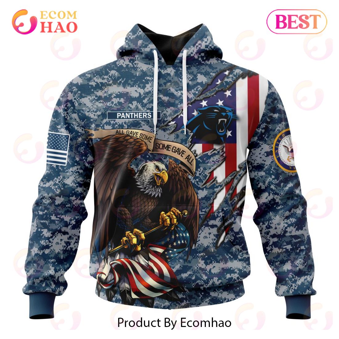 NFL Carolina Panthers Honor US Navy Veterans 3D Hoodie