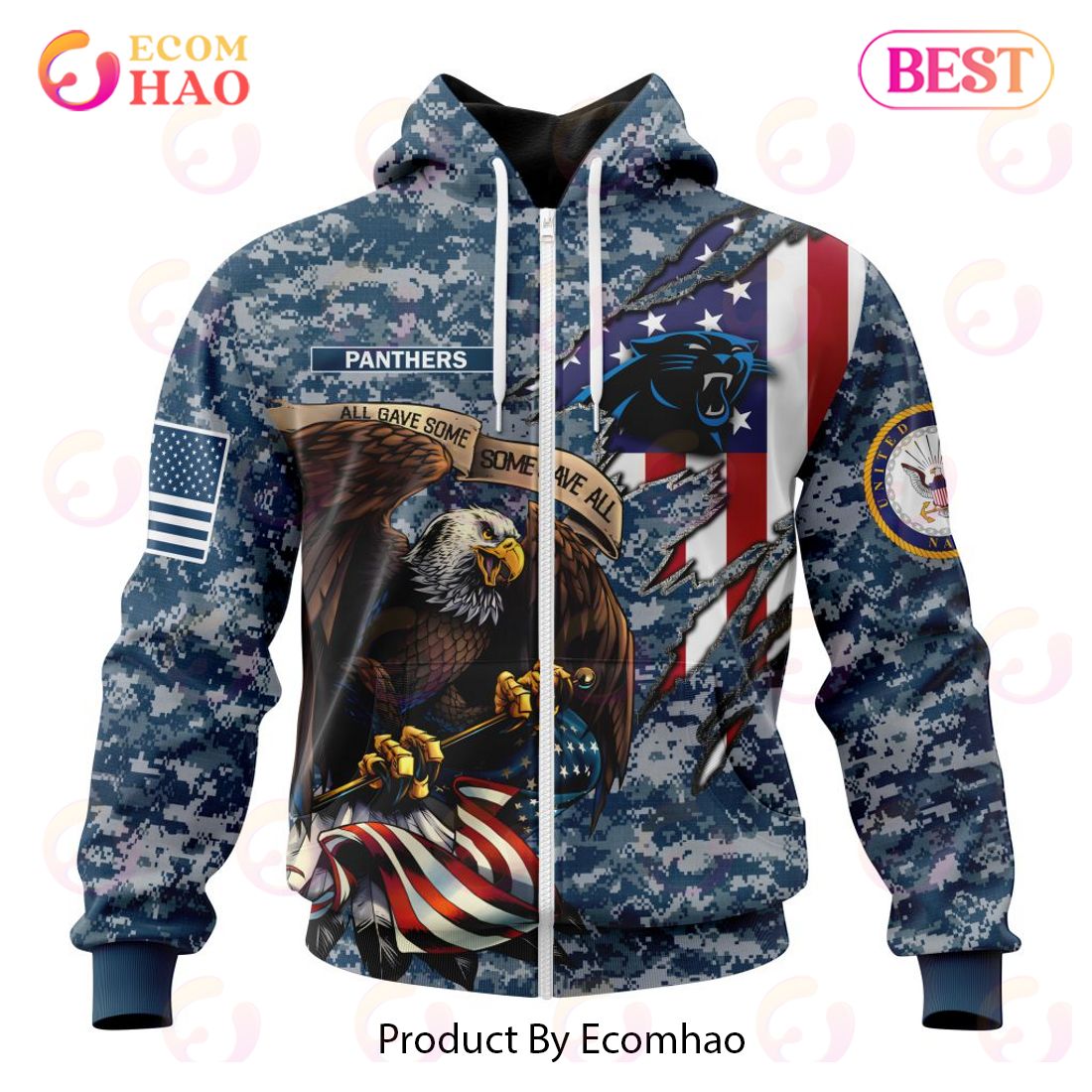 NFL Carolina Panthers Honor US Navy Veterans 3D Hoodie