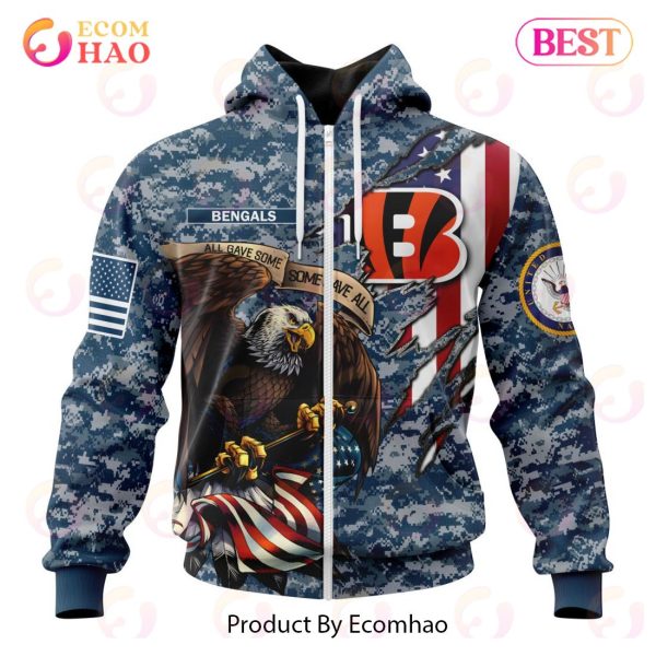 NFL Cincinnati Bengals Honor US Navy Veterans 3D Hoodie