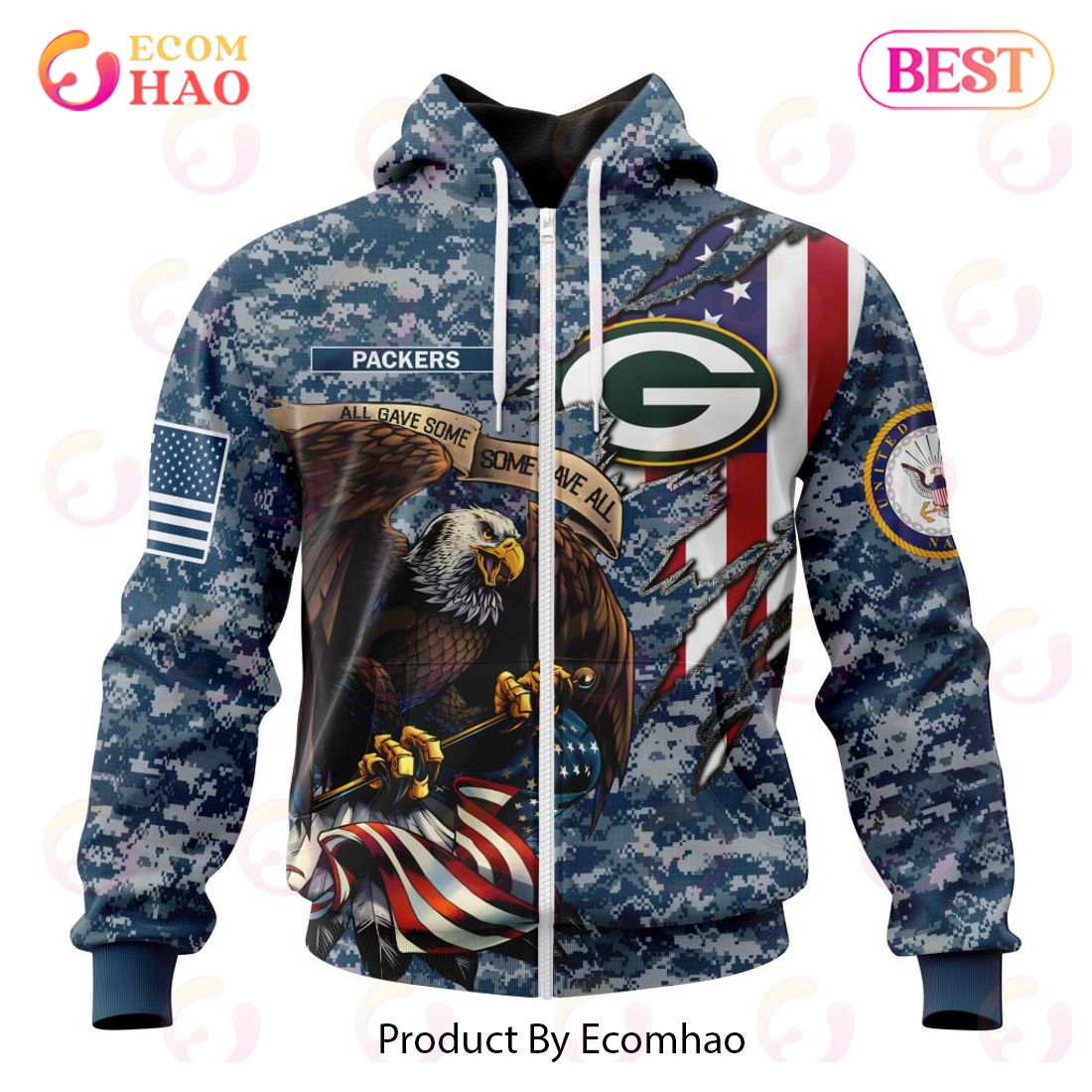 NFL Green Bay Packers Honor US Navy Veterans 3D Hoodie