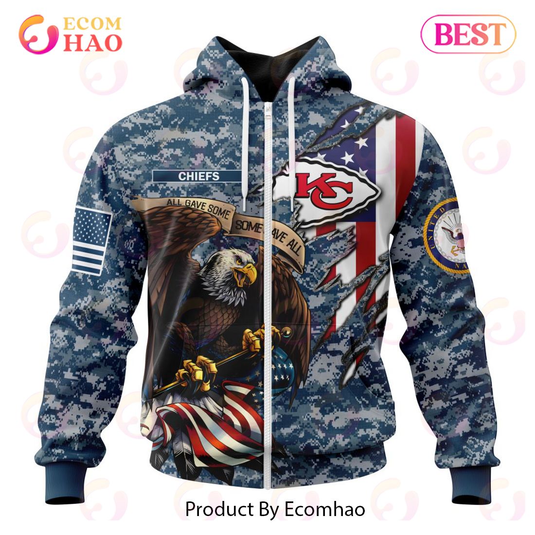 NFL Kansas City Chiefs Honor US Navy Veterans 3D Hoodie