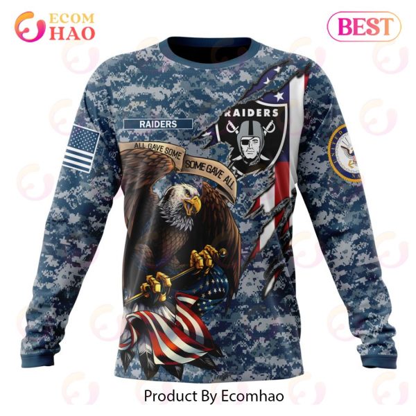 NFL Las Vegas Raiders Honor US Navy Veterans 3D Hoodie