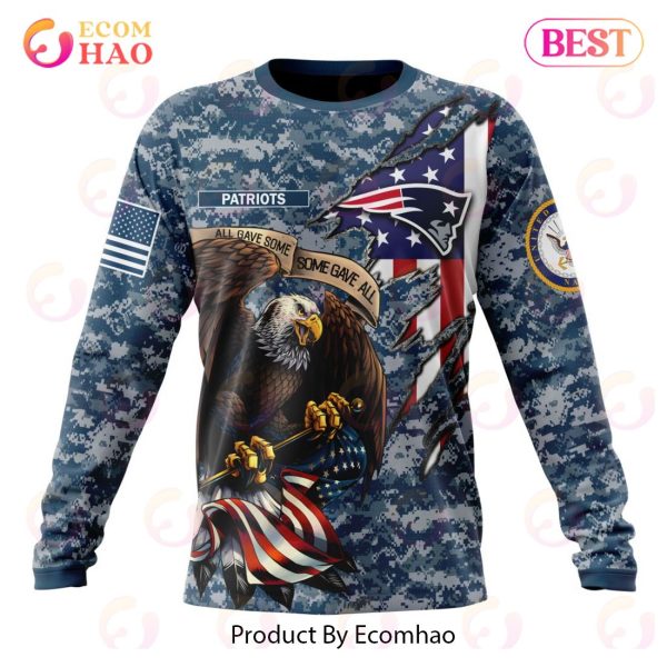 NFL New England Patriots Honor US Navy Veterans 3D Hoodie