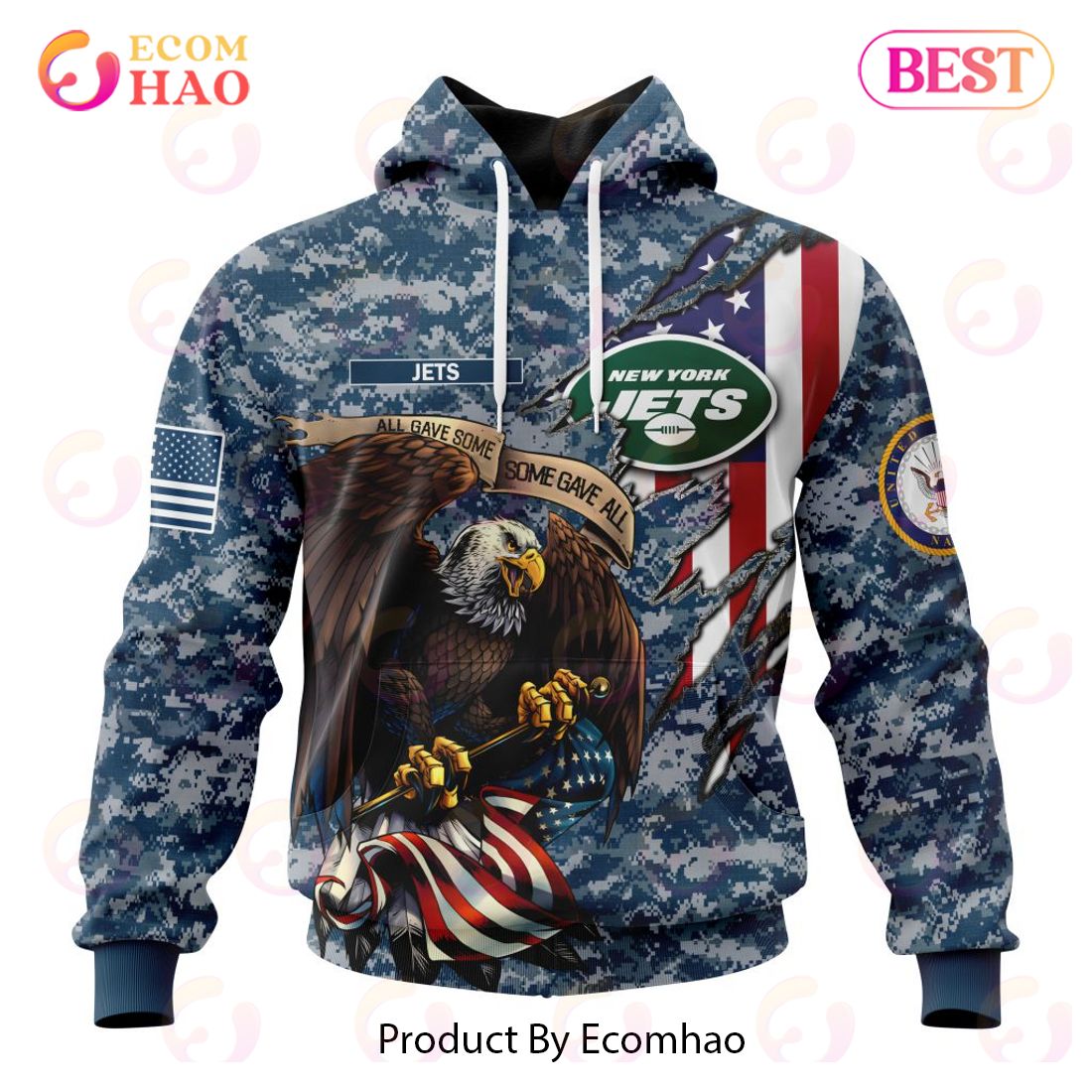 NFL New York Jets Honor US Navy Veterans 3D Hoodie