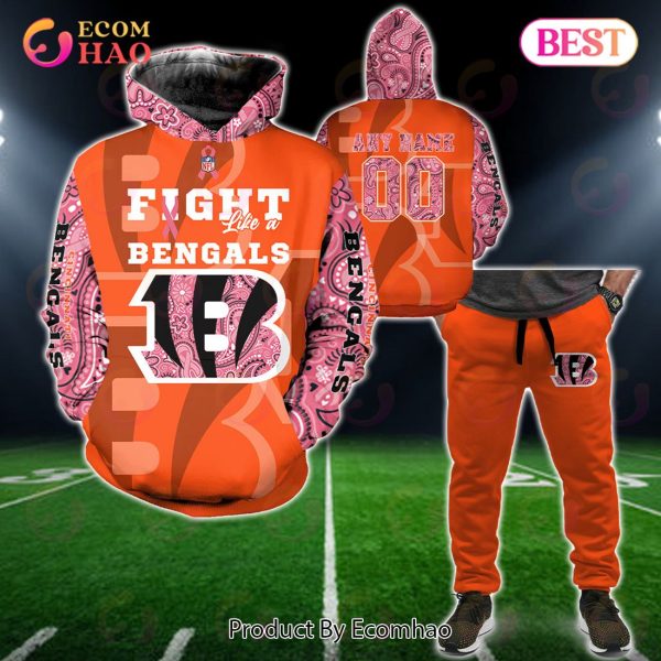 Cincinnati Bengals Crucial Catch Custom Your Name & Number Breast Cancer Awareness Month 3D Hoodie