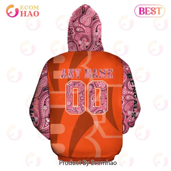 Cincinnati Bengals Crucial Catch Custom Your Name & Number Breast Cancer Awareness Month 3D Hoodie