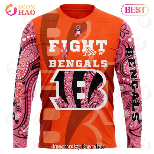 Cincinnati Bengals Crucial Catch Custom Your Name & Number Breast Cancer Awareness Month 3D Hoodie