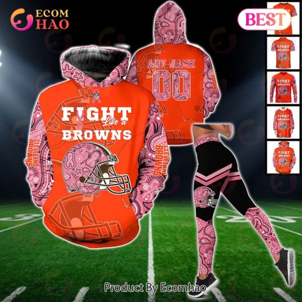 Cleveland Browns Crucial Catch Custom Your Name & Number Breast Cancer Awareness Month 3D Hoodie