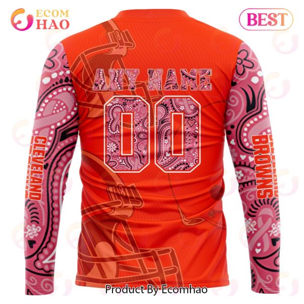Cleveland Browns Crucial Catch Custom Your Name & Number Breast Cancer Awareness Month 3D Hoodie