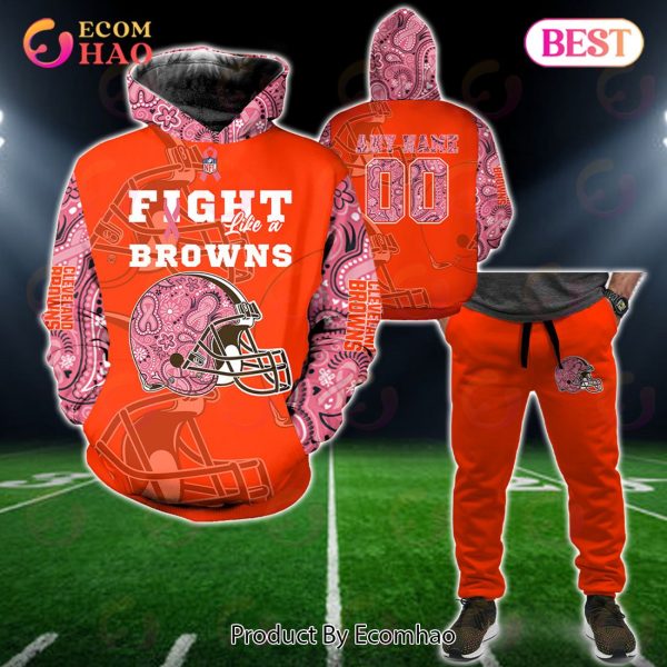 Cleveland Browns Crucial Catch Custom Your Name & Number Breast Cancer Awareness Month 3D Hoodie