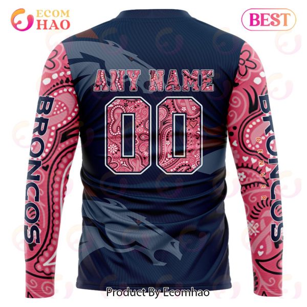 Denver Broncos Crucial Catch Custom Your Name & Number Breast Cancer Awareness Month 3D Hoodie