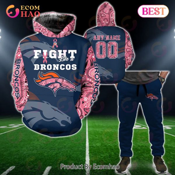 Denver Broncos Crucial Catch Custom Your Name & Number Breast Cancer Awareness Month 3D Hoodie