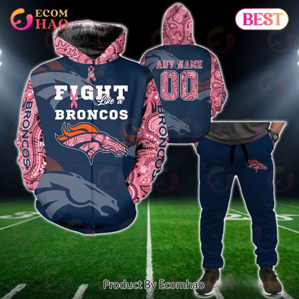 Denver Broncos Crucial Catch Custom Your Name & Number Breast Cancer Awareness Month 3D Hoodie